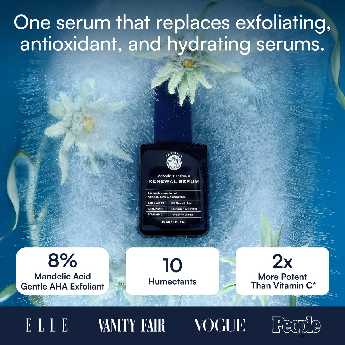 REGELICA serum texture drop highlighting smooth absorbency and hydration