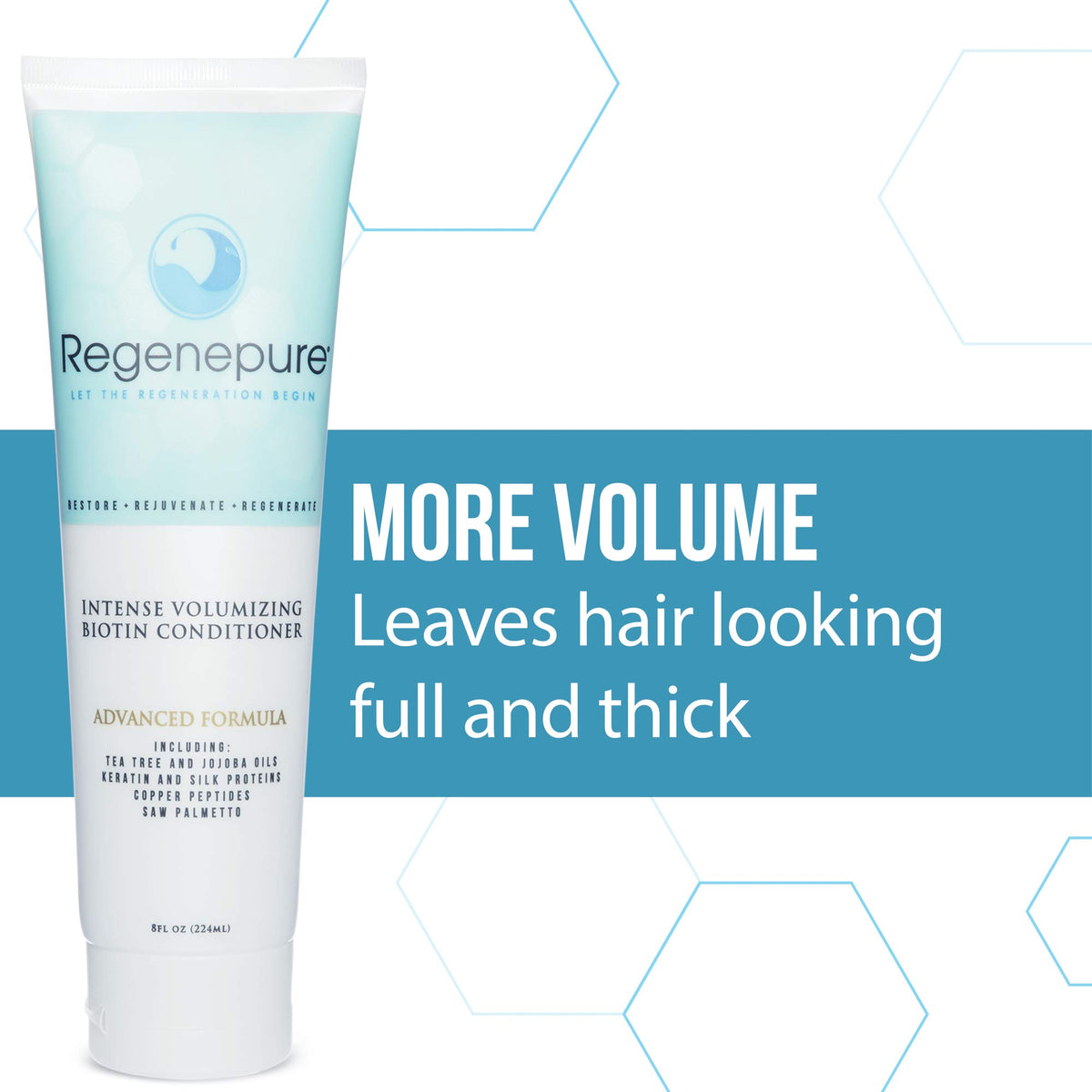 REGENEPURE creamy texture on spoon illustrating lightweight conditioning