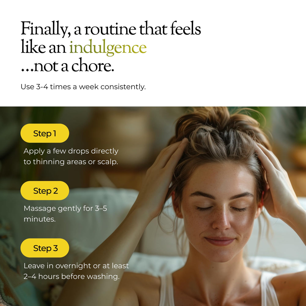 REGENER8 applied during scalp massage, illustrating circulation boost and relaxation benefit