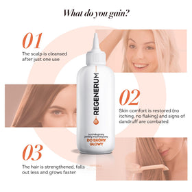 Regenerum before and after scalp view showing reduced build-up and cleaner follicles