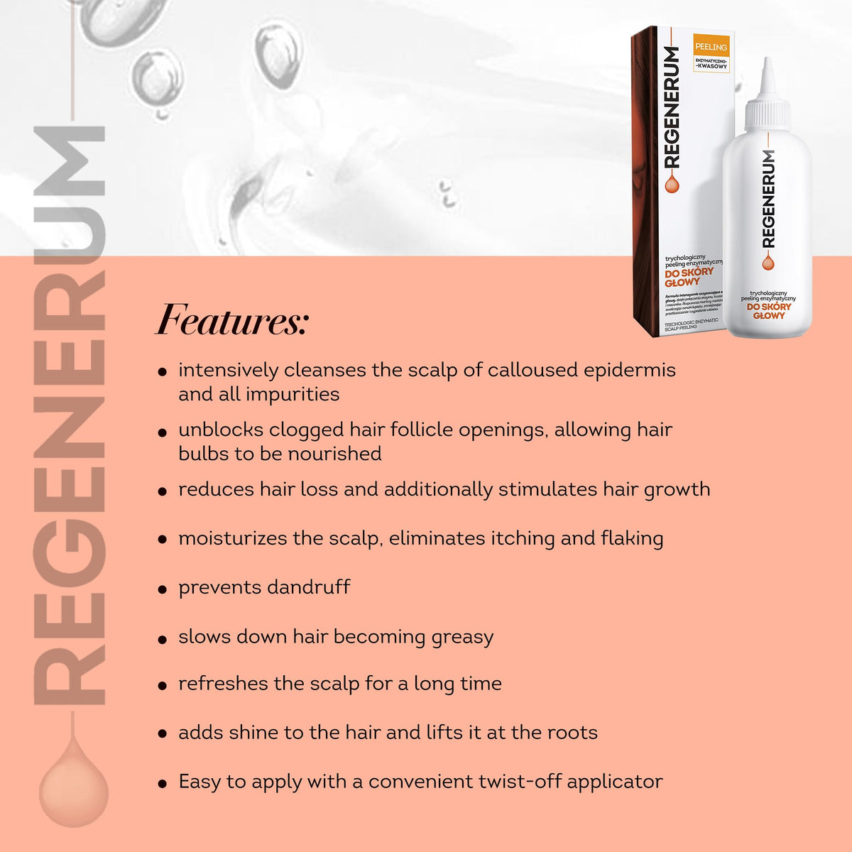 Regenerum applied to scalp demonstrating precise treatment and improved absorption