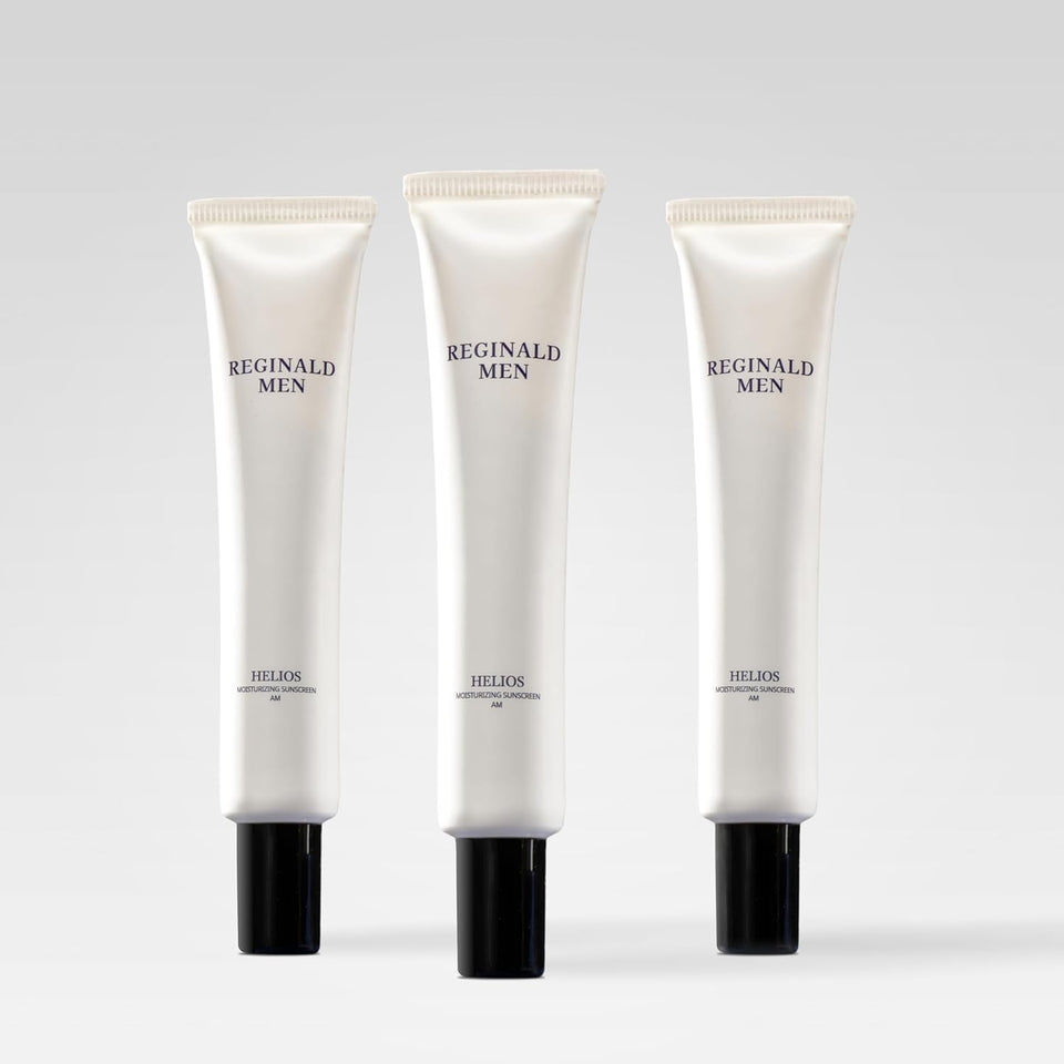 Reginald Men front packaging of Helios SPF 50+ showing value pack