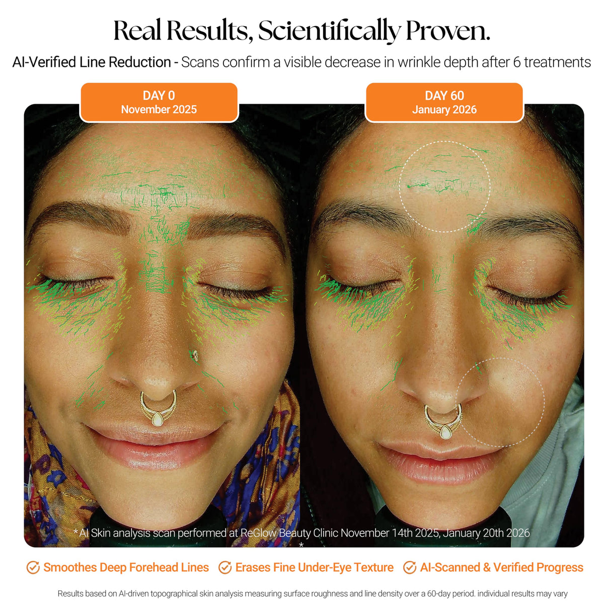 ReGlow applicator and serum flatlay showing organized routine benefit
