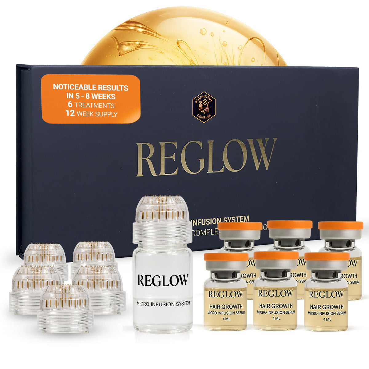 ReGlow front packaging showing kit contents and cosmetic benefits