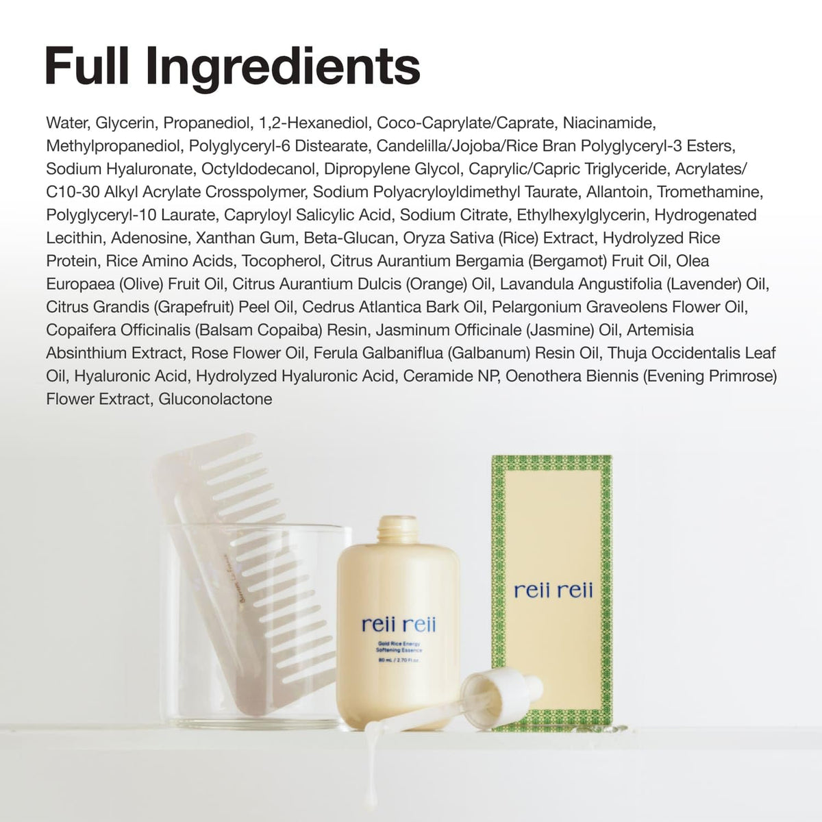 reii reii packaging label closeup, highlights LHA PHA and vegan formulation benefits