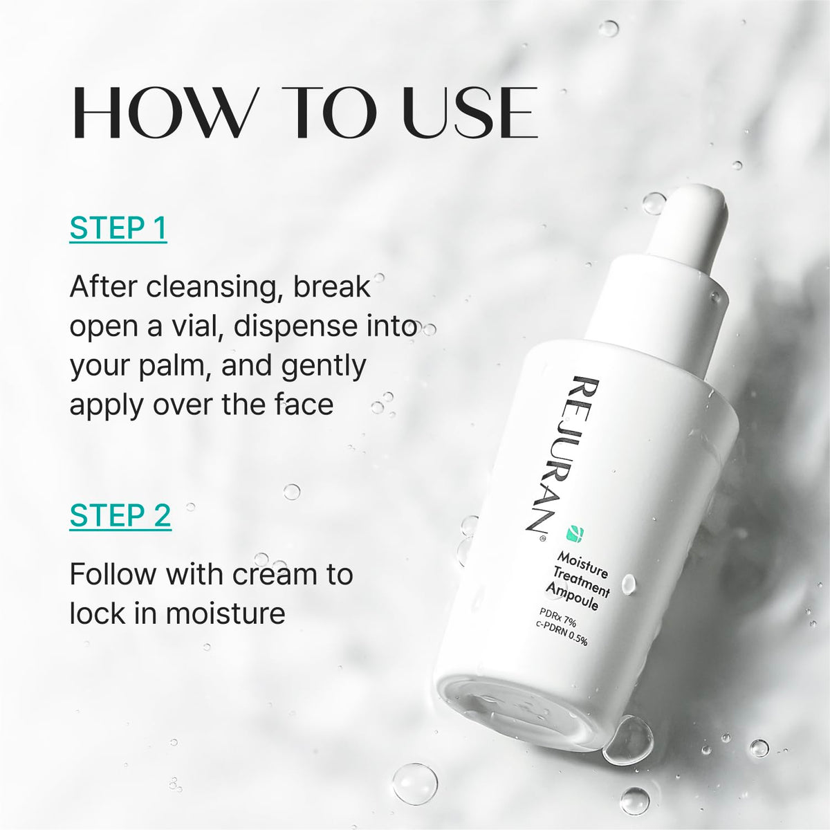 REJURAN ampoule on bathroom shelf in lifestyle setting promoting daily routine use