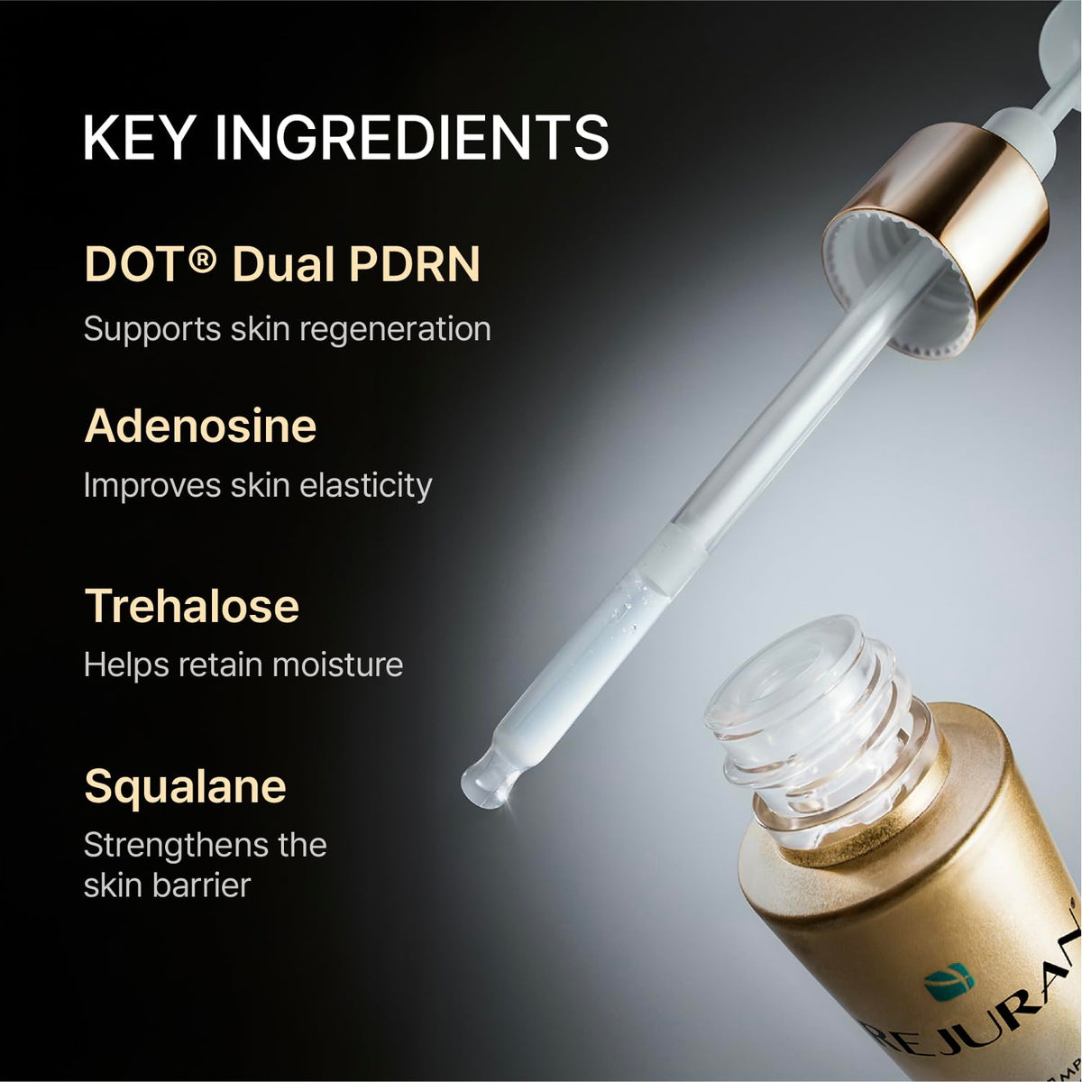 REJURAN bottle beside credit card showing compact travel-friendly size benefit