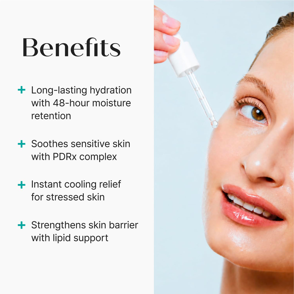 REJURAN ampoule texture close-up illustrating lightweight non-sticky hydration