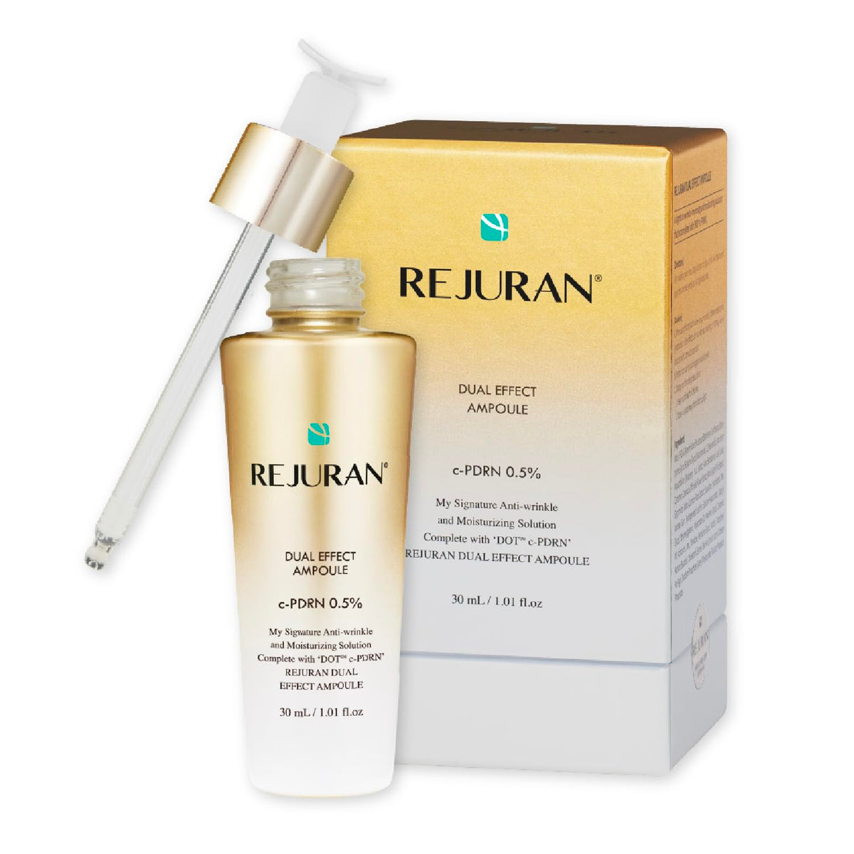 REJURAN front packaging showing sleek ampoule for visible skin regeneration