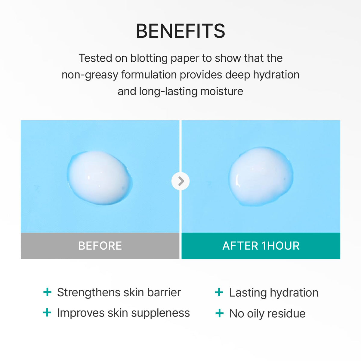 REJURAN emulsion smoothed on skin showing dewy finish and moisturizing benefit