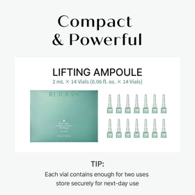 REJURAN ampoule on bathroom vanity with towel, suggests daily routine and calming ritual