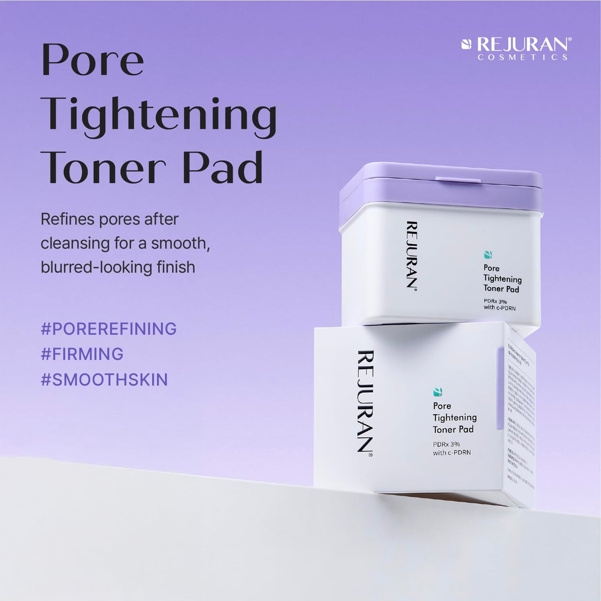 REJURAN single pad close-up highlighting soaked texture and convenience