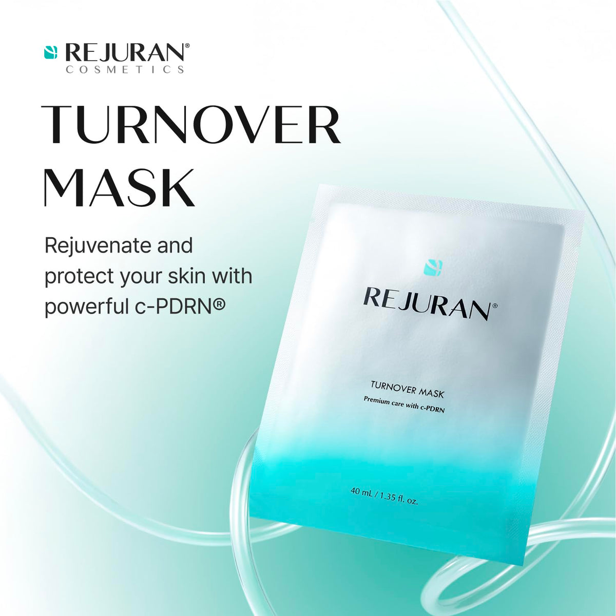 REJURAN salmon serum bottle beside a mask highlighting nourishing marine actives