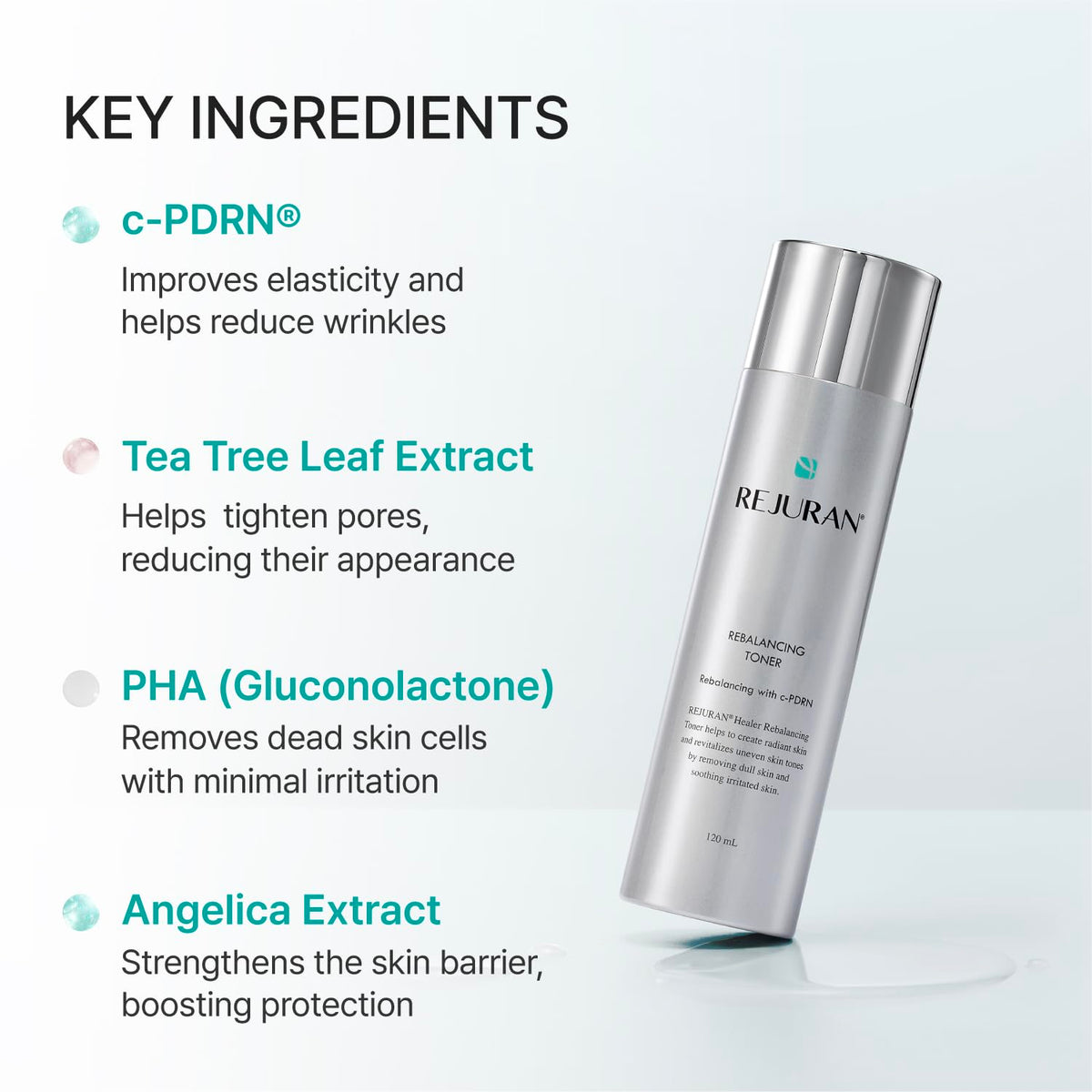 REJURAN applying toner to hands demonstrating quick absorption benefit