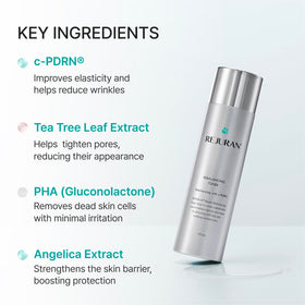 REJURAN applying toner to hands demonstrating quick absorption benefit
