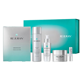 REJURAN front packaging showing full five-piece set and gift-ready presentation for routine convenience