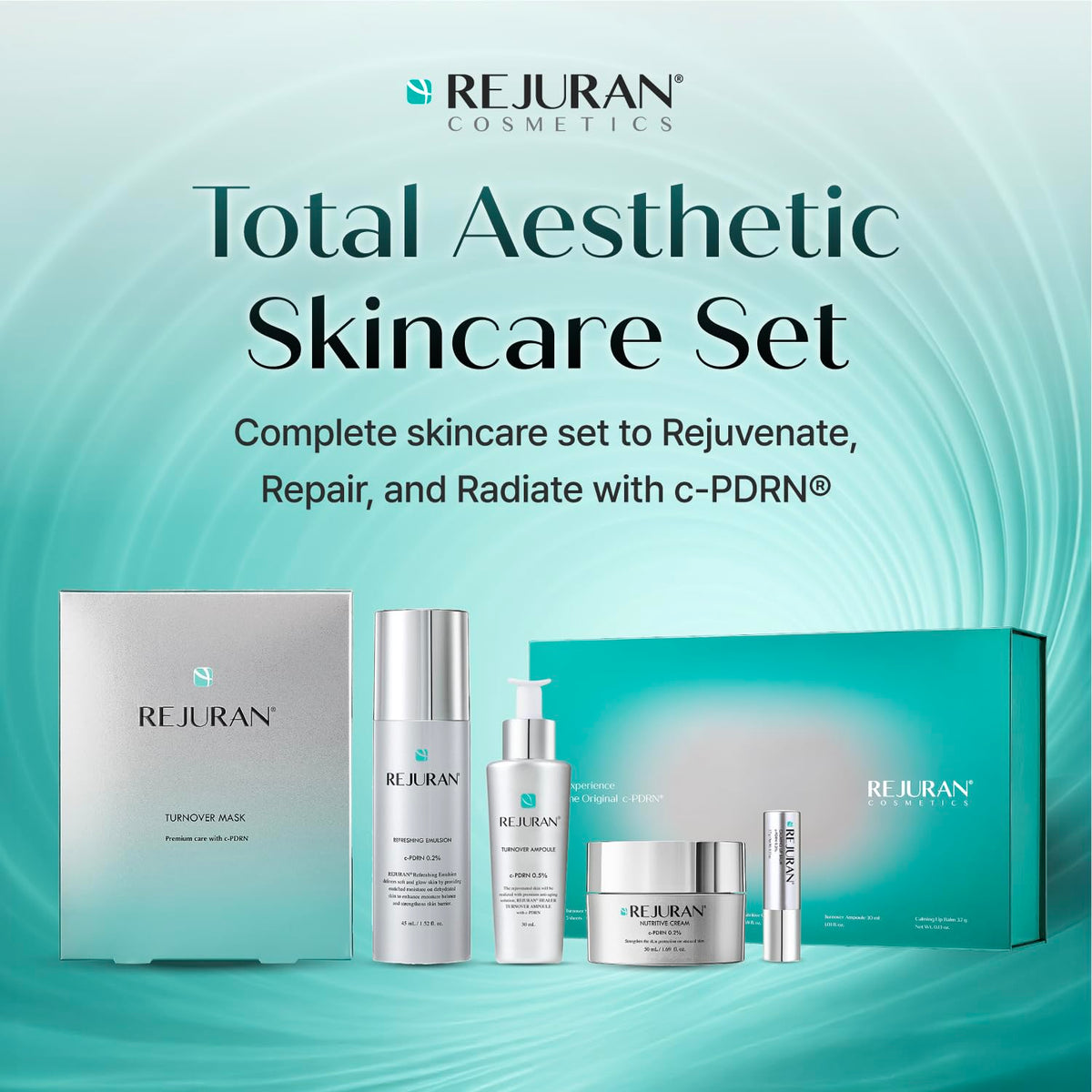 REJURAN Turnover Ampoule dropper dispensing serum to show precise application and concentrated benefits