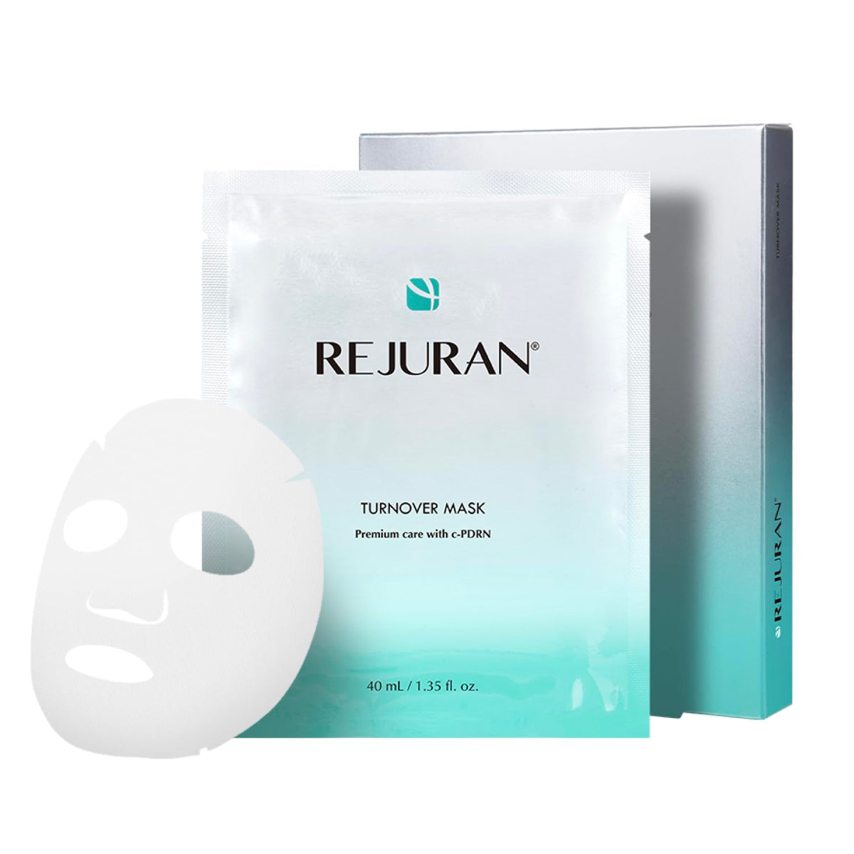 REJURAN front packaging showing five masks and product name for clear purchase benefit