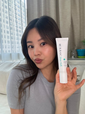REJURAN application on cheek showing calming effect and visible hydration