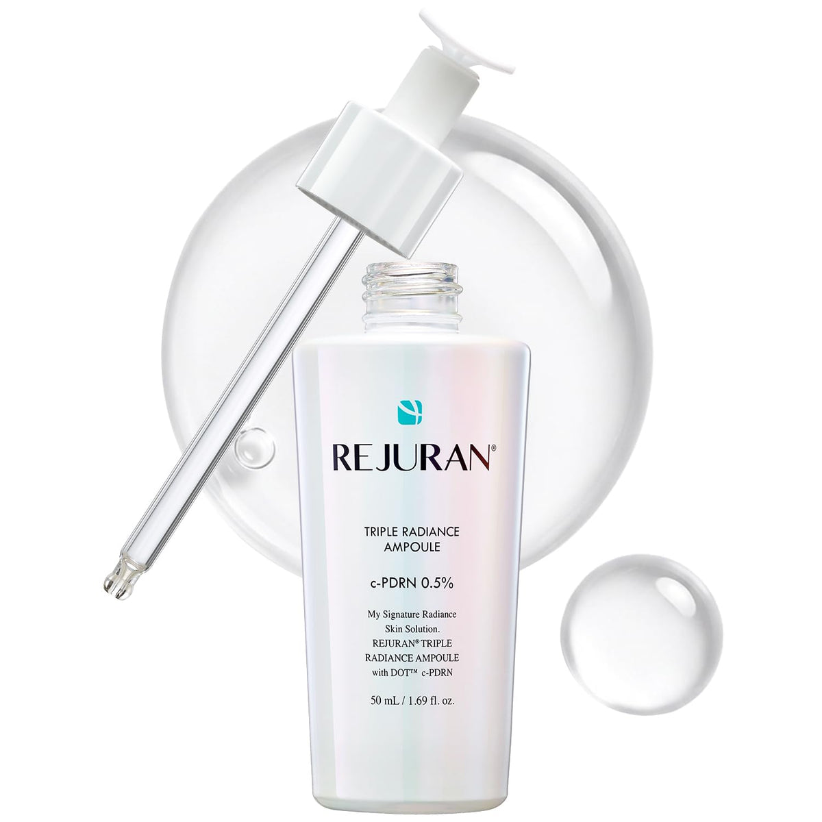 REJURAN front packaging showing 50ml ampoule and clear labeling benefits