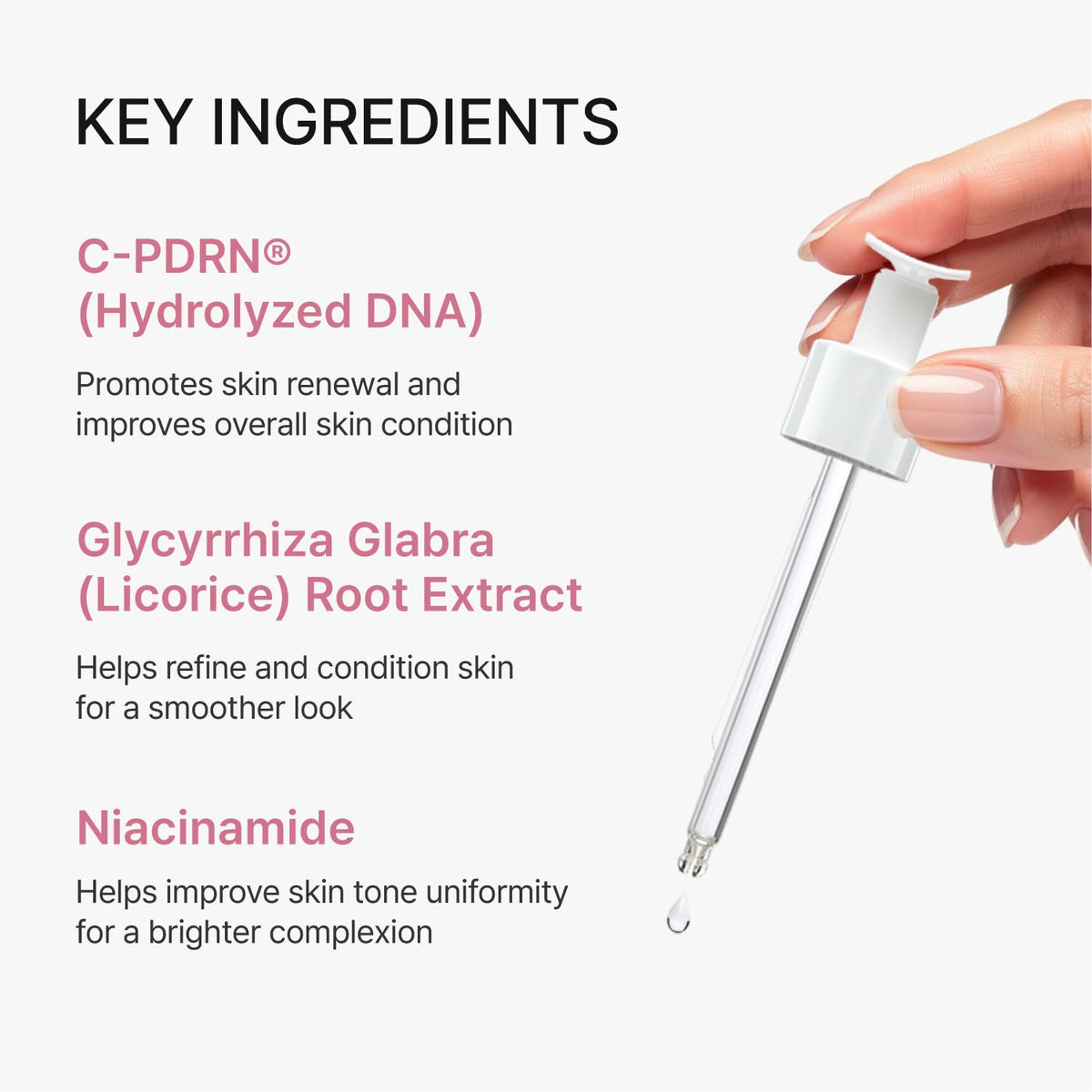 REJURAN serum applied to cheek showing smooth absorption and glow