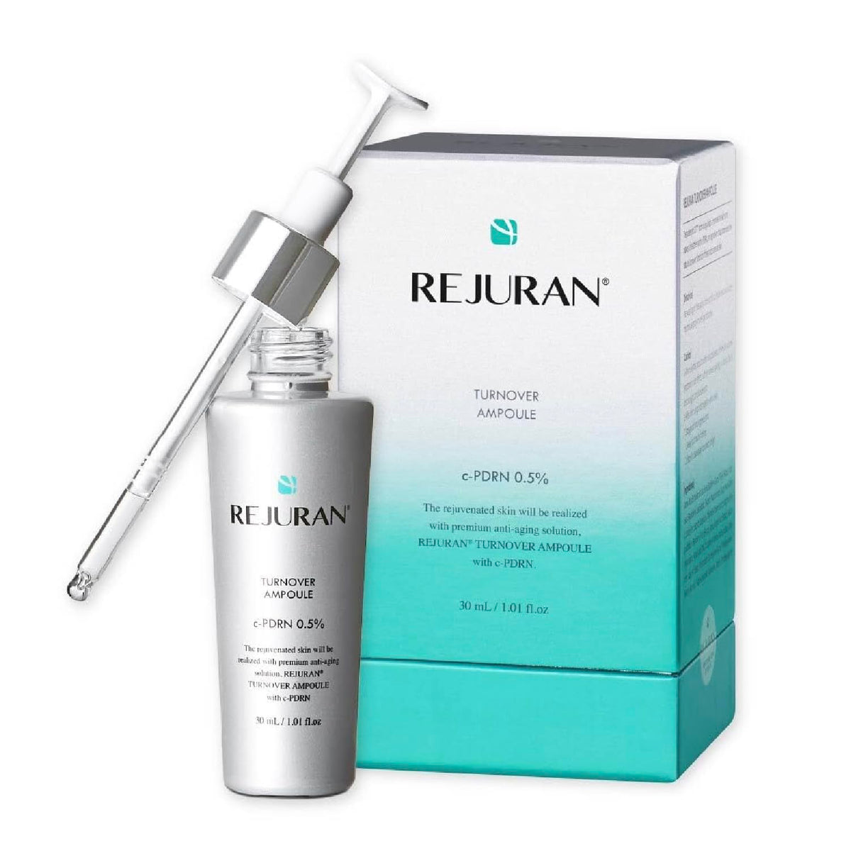 REJURAN front bottle showing sleek packaging and clinical benefit
