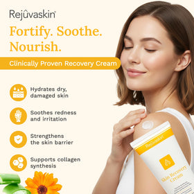 Rejuvaskin cream texture closeup highlighting lightweight hydration and quick absorption