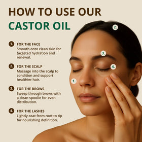 RejuveNaturals castor oil applied to lash line with spoolie for fuller-looking lashes