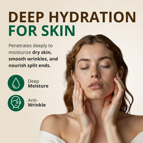 RejuveNaturals massaged onto leg to lock in moisture after shower