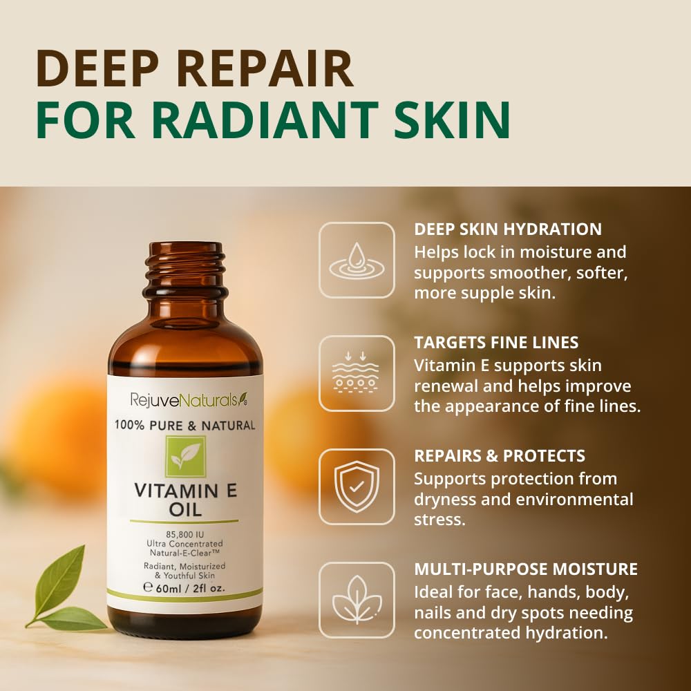 RejuveNaturals dropper dispensing Vitamin E oil for precise application
