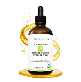 RejuveNaturals front packaging showing organic vitamin E oil benefits