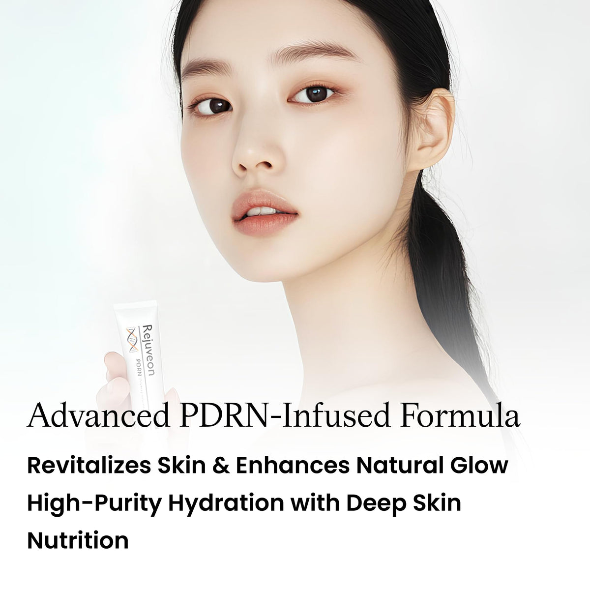 Rejuveon cream texture close-up showing silky, fast-absorbing finish