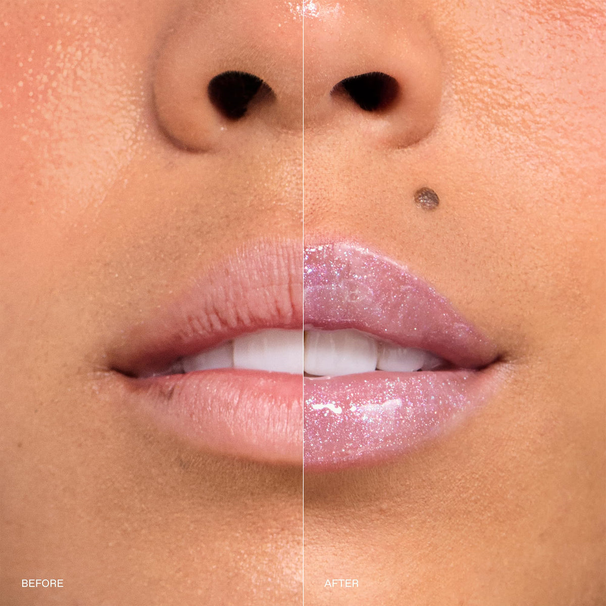 r.e.m. beauty close-up of duochrome texture highlighting iridescent shimmer benefit