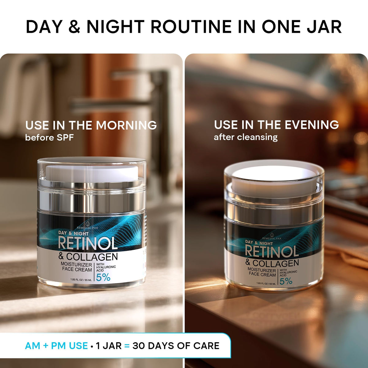REMEDIAL PURITY AESTHETICS EXPERIENCE in a bathroom morning routine showing layering with SPF benefit