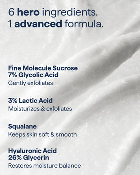 Remedy Science label close-up highlighting glycolic lactic squalane actives