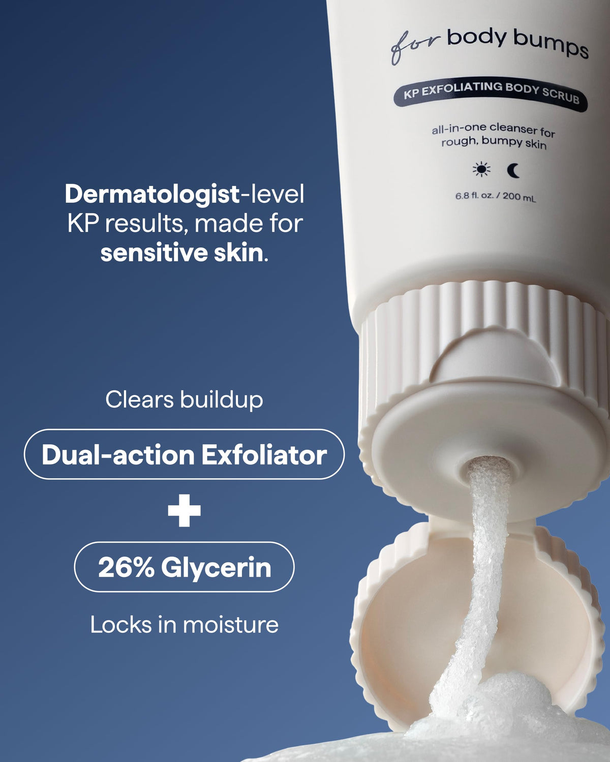 Remedy Science scrub in palm being applied in shower for smoothing
