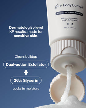 Remedy Science scrub in palm being applied in shower for smoothing