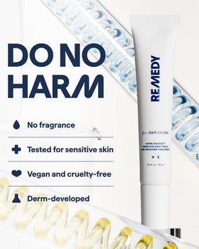 Remedy Science application under eye demonstrating gentle patting technique for absorption