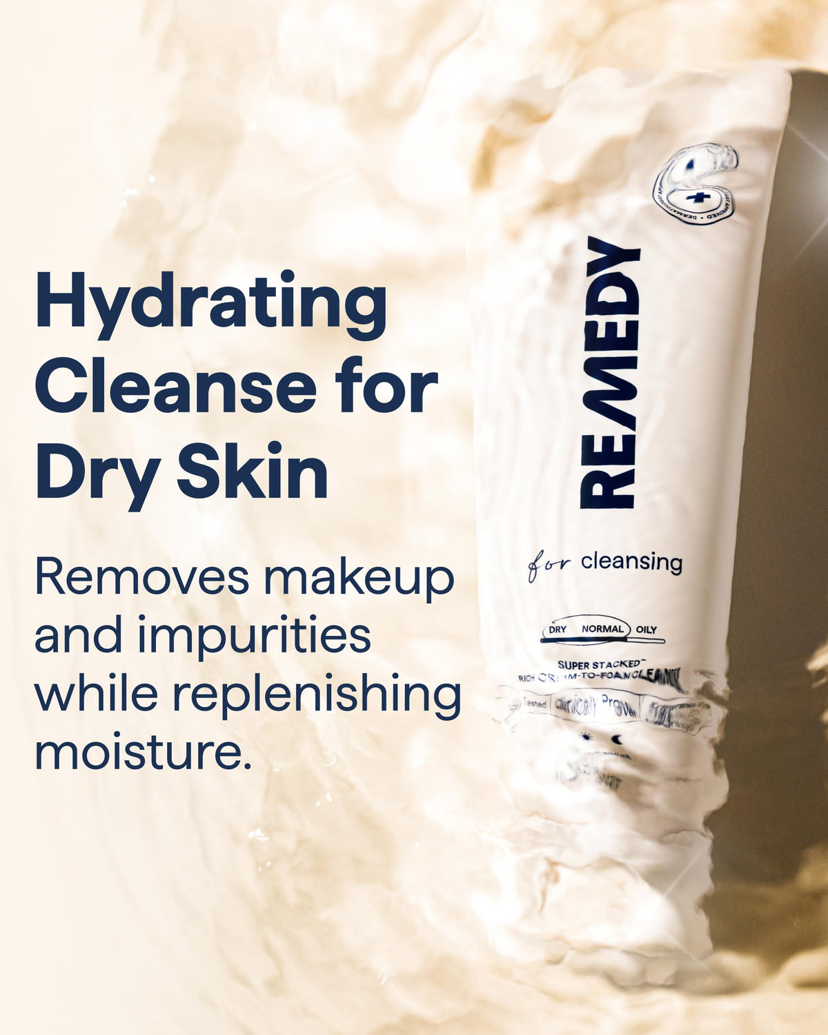 Remedy Science cream texture close-up highlighting rich, hydrating application