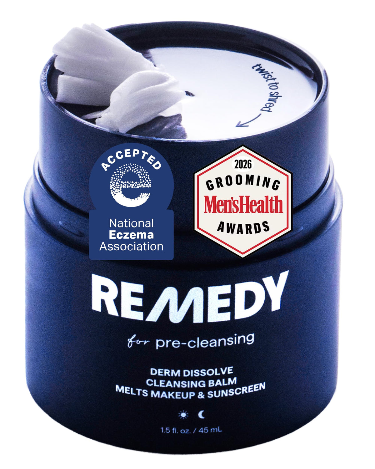 Remedy Science front packaging showing clean balm jar, easy identification and use