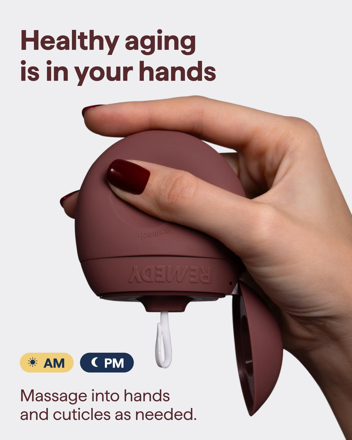 Remedy Science hand applying cream to back of hand for hydration benefit