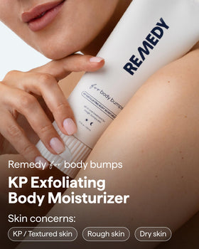 Remedy Science pump dispensing lotion showing smooth application benefit