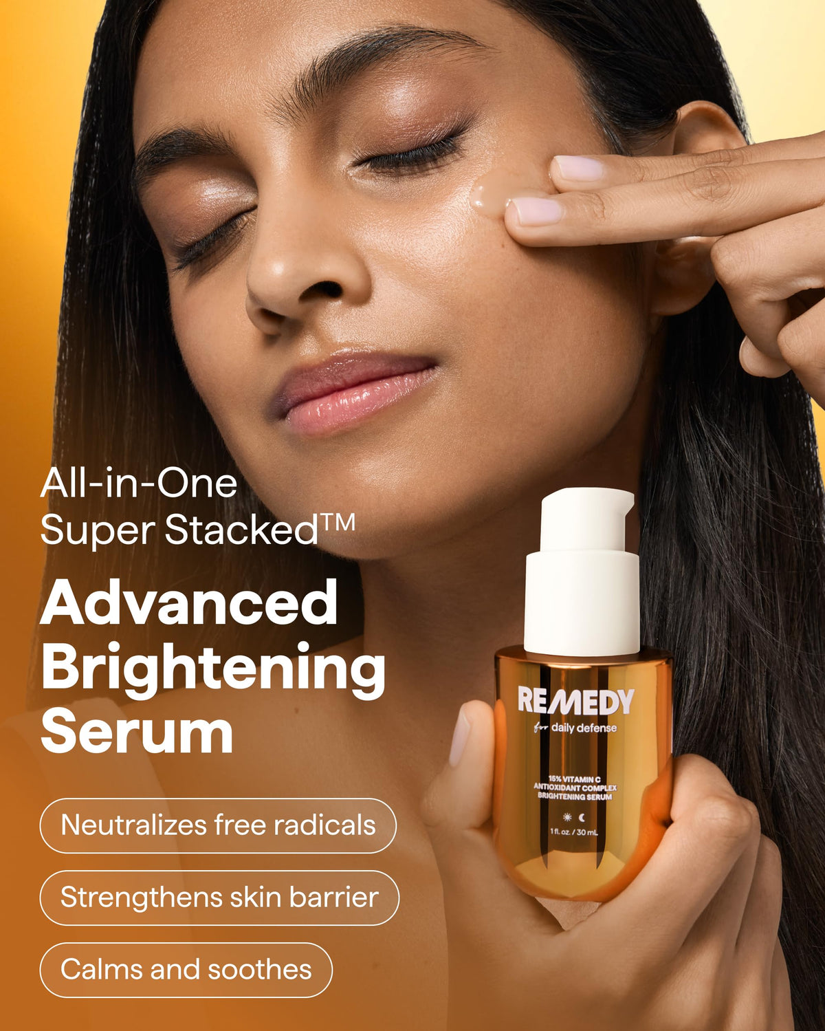 Remedy Science serum dropper dispensing texture, demonstrates lightweight absorbent formula