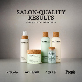 Remilia Hair on bathroom vanity styled for routine use benefit