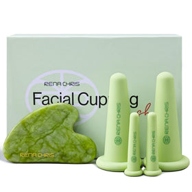 Rena Chris front packaging showing complete facial cupping kit and jade
