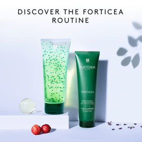 René Furterer bottle staged in bathroom reflecting daily routine benefit