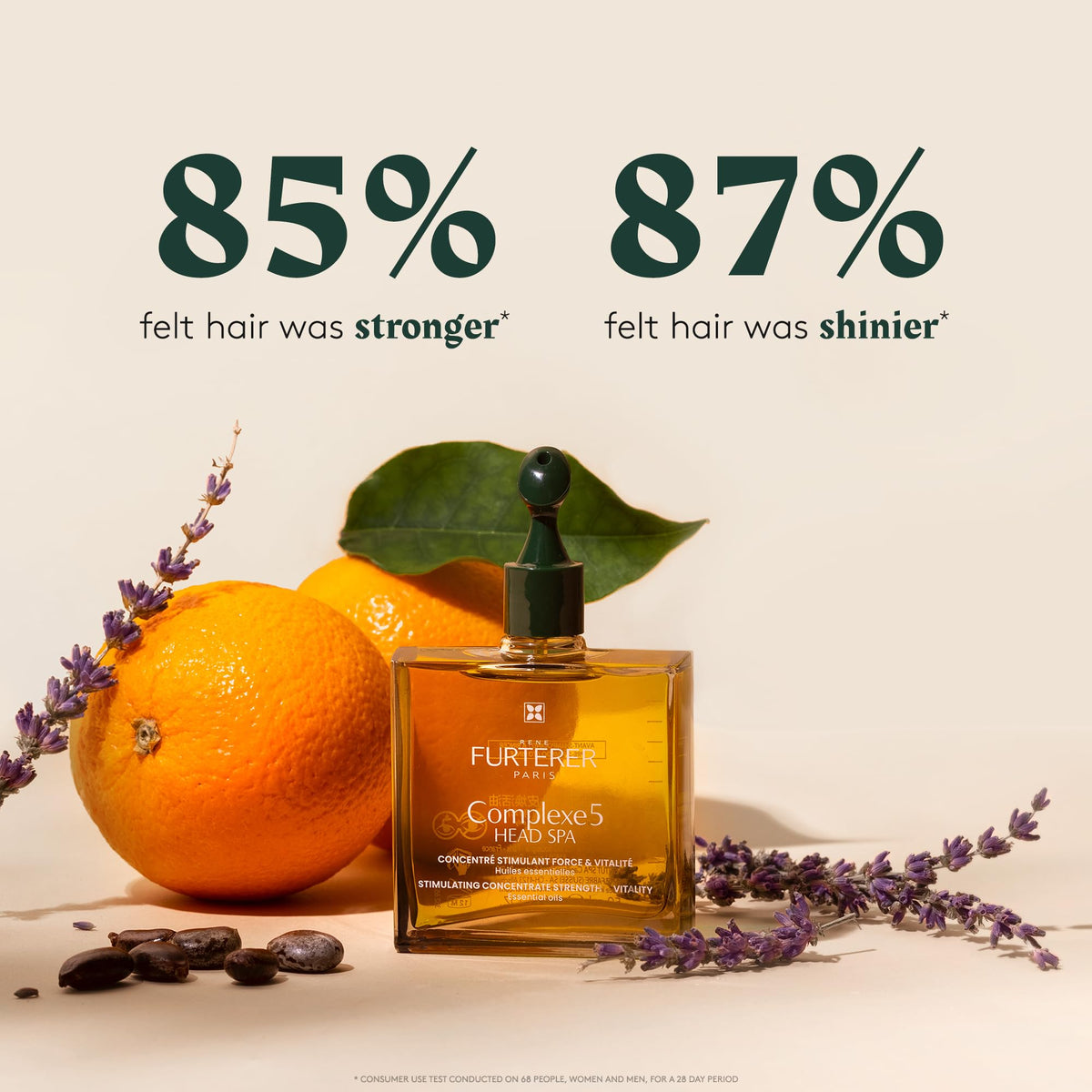 René Furterer bottle in hand to show size and easy home use benefit