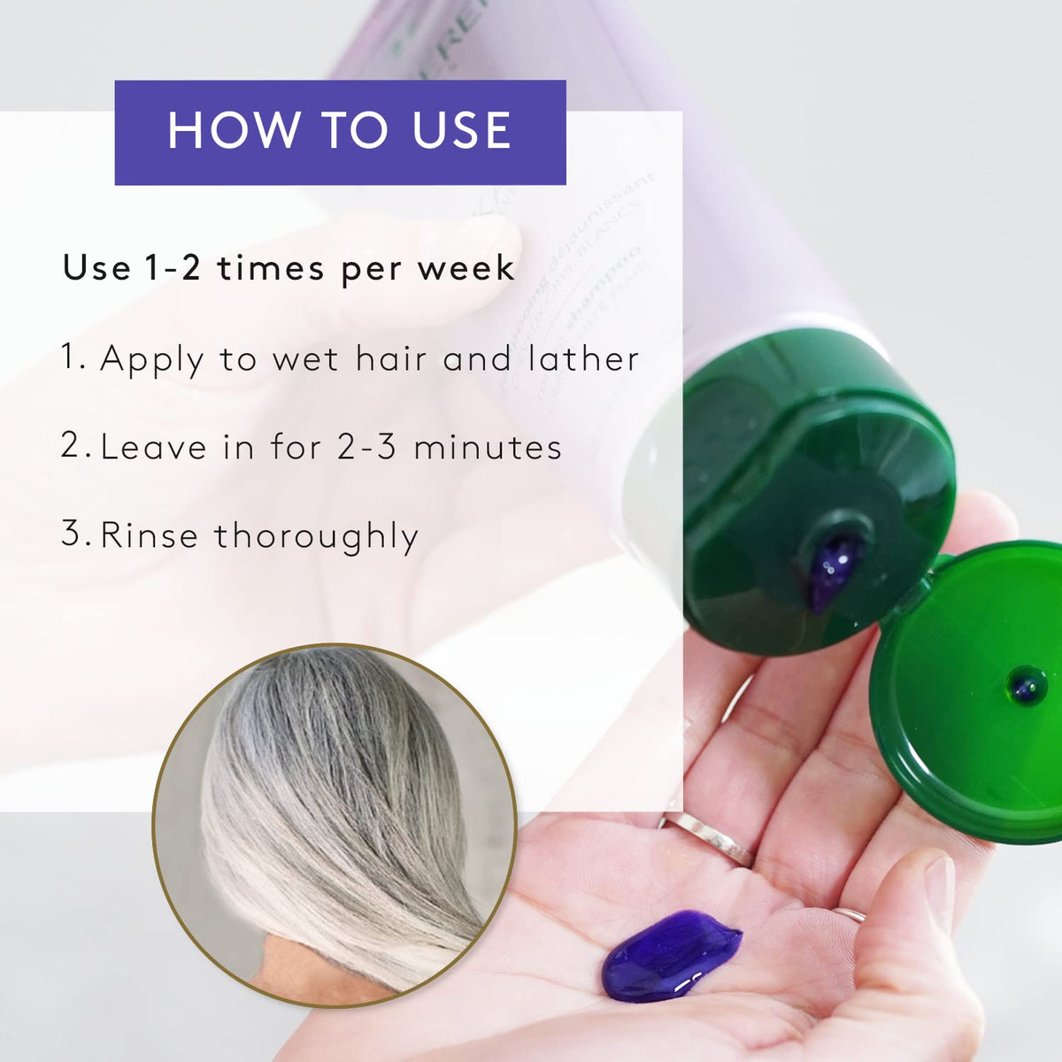 René Furterer OKARA SILVER being applied in shower, demonstrating easy at-home toning benefit
