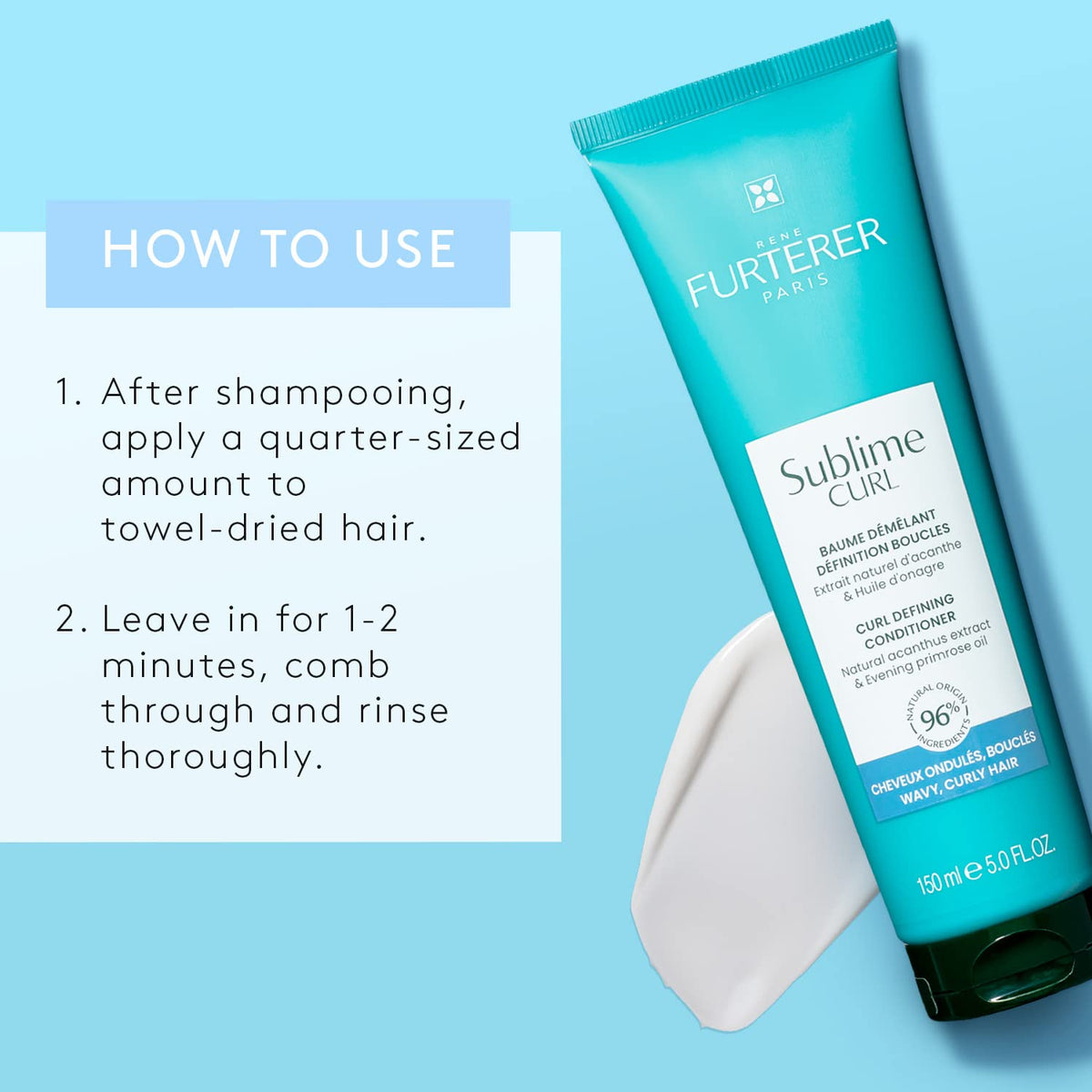 René Furterer applying conditioner to wet curls for smoother styling