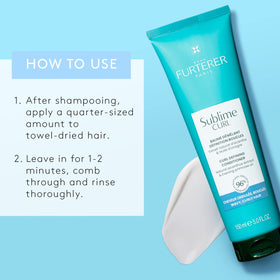 René Furterer applying conditioner to wet curls for smoother styling